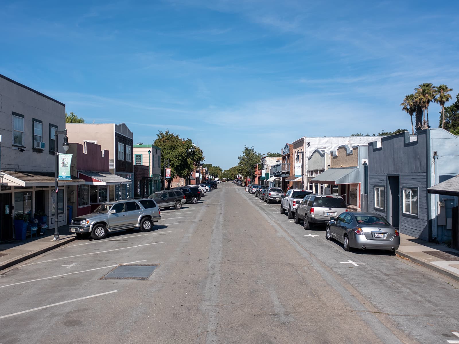 Historic Main Street in Isleton with preserved Chinatown and Japantown district buildings