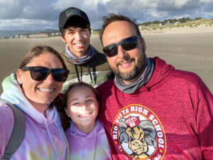 perkins family photo on beach